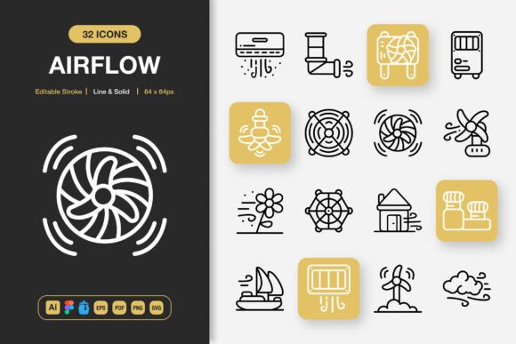 Airflow Icons: Graphics for Modern Design