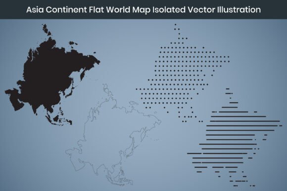 Asia Continent Flat World Map Vector Graphics Freebies