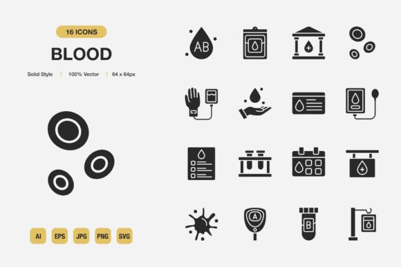 Blood Solid Icons: Graphics & Icons for Digital Sellers