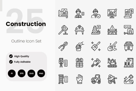 Construction Outline Icon Pack: Graphics and Icons for Real Projects
