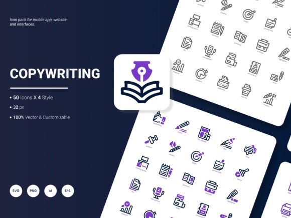 Copywriting Icon Pack: Graphics and Icons for Crafters