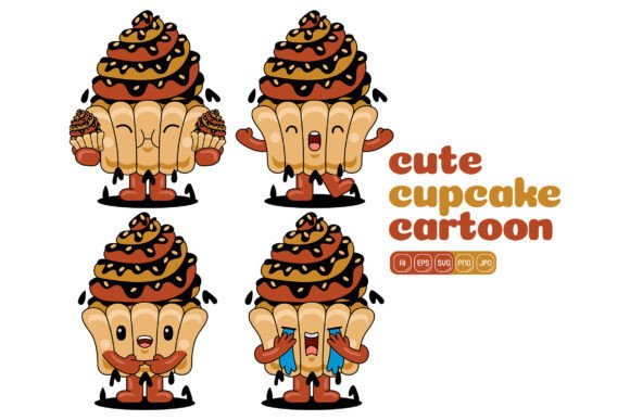 Cute Capcake Mascot Vector Pack 03: Graphics for Editorial & Web Use