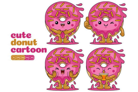 Cute Donut Mascot Vector Pack 03: Graphics for Editorial and Web Use