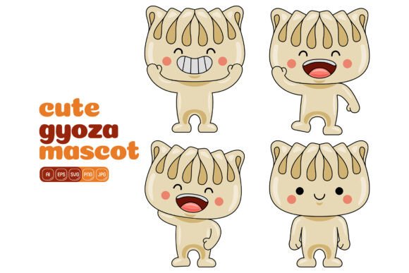 Cute Gyoza Mascot Vector Pack 01