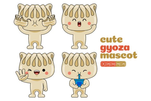 Cute Gyoza Mascot Vector Pack 04: Graphics for Creative Projects