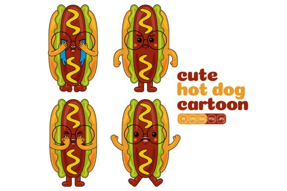 Cute Hot Dog Mascot Vector Pack 03: Graphics and Illustrations for Creative Publishing