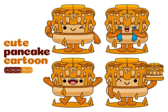 Cute Pancake Mascot Vector Pack 03: Graphics for Editorial and Web Use
