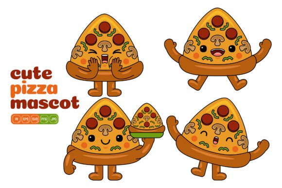 Cute Pizza Mascot Vector Pack 04