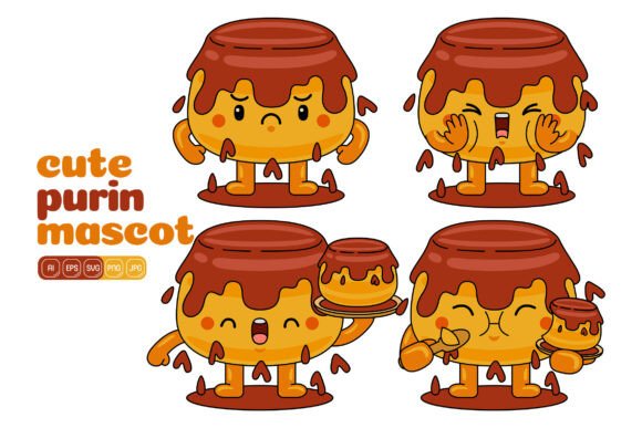 Cute Purin Mascot Vector Pack 02: Graphics and Illustrations for Creative Projects