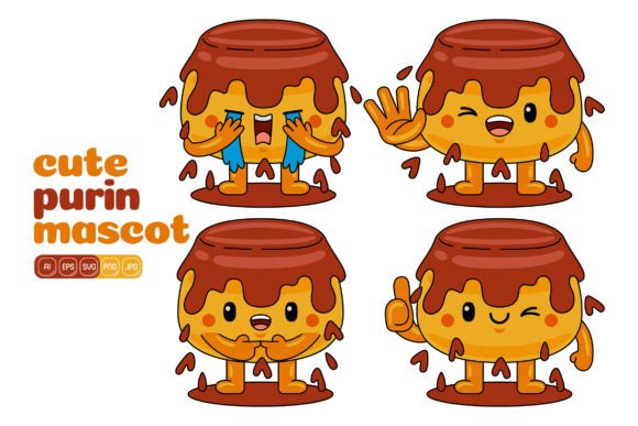 Cute Purin Mascot Vector Pack 03: Graphics & Illustrations for Handmade Creators