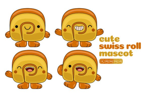 Cute Swiss Roll Mascot Vector Pack 01: Graphics for Editorial and Web Use
