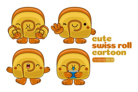 Cute Swiss Roll Mascot Vector Pack 03: Graphics & Illustrations for Branding