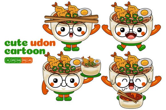 Cute Udon Mascot Vector Pack 04: Graphics for Playful Branding