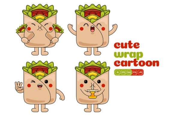 Cute Wrap Mascot Vector Pack 04: Graphics for Creative Branding