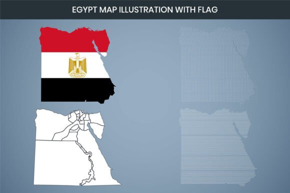 Egypt Map Illustration with Flag Graphics