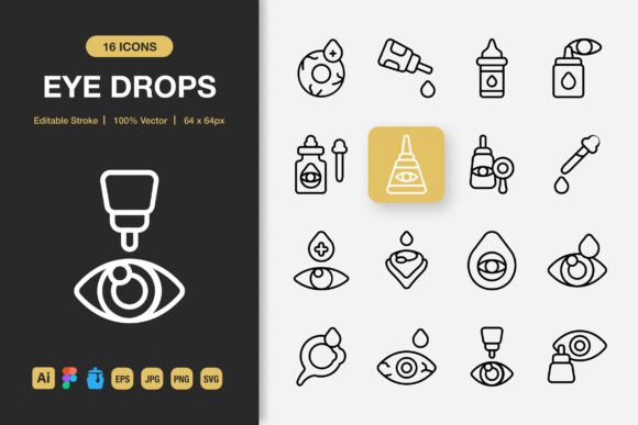 Eye Drops Outline Icons Graphics
