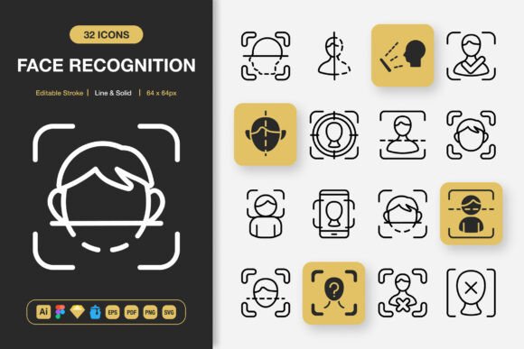Face Recognition Icons for Graphics and Icons
