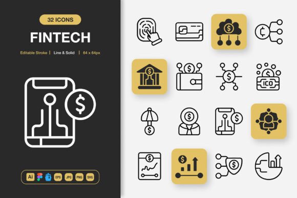 Fintech Icons for Graphic Design