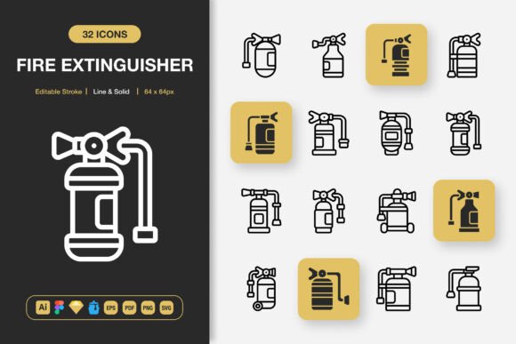 Fire Extinguisher Icons for Graphics and Branding