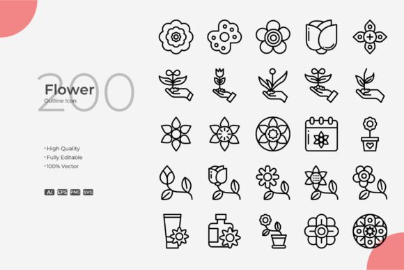 Flower Outline: Graphics and Icons for Crafting