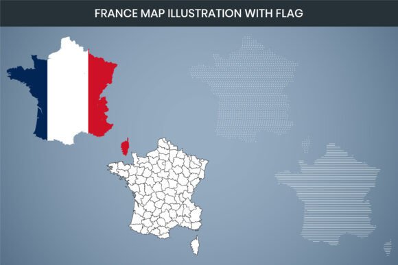 France Map Illustration with Flag Graphics