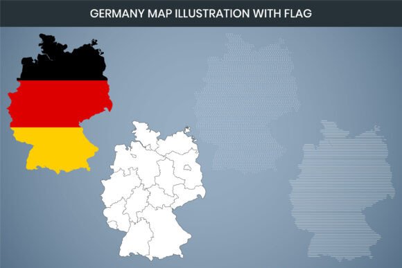 Germany Map Illustration with Flag Graphics