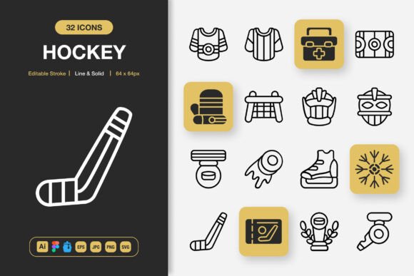 Hockey Outline Icons: Graphics and Icons for Modern Design