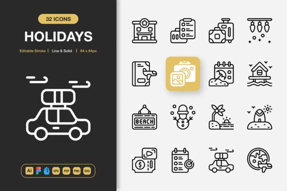 Holidays Icons for Graphic Design