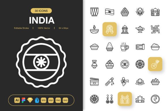 India Icons: Graphic Design Asset