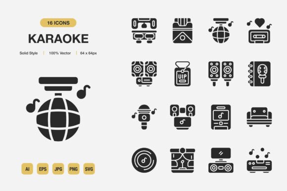 Karaoke Solid Icons: Graphics and Icons for Modern Design