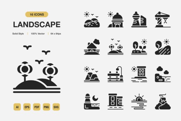 Landscape Solid Icons: Graphics for Real Business Design