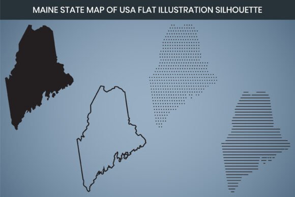 Maine State Hand Drawn Map Graphics Freebies