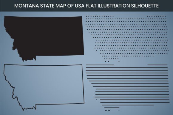 Montana State Hand Drawn Outline Map USA Graphics