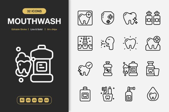 Mouthwash Icons: Graphics and Icons for Modern Design
