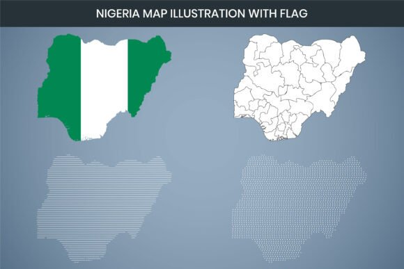 Nigeria Map Illustration with Flag Graphics