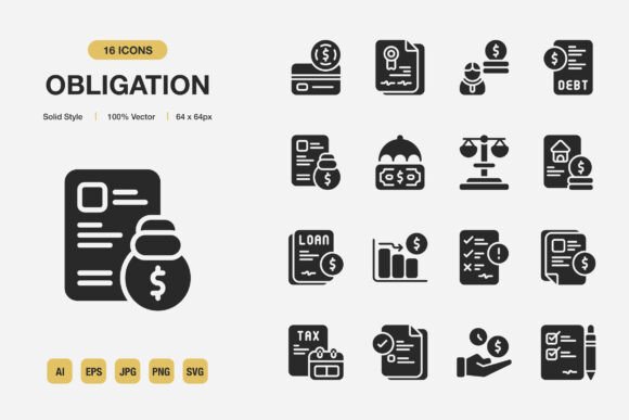 Obligation Solid Icons: Graphics and Icons for Digital Sellers