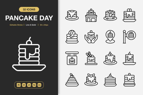 Pancake Day Icons for Graphics and Branding