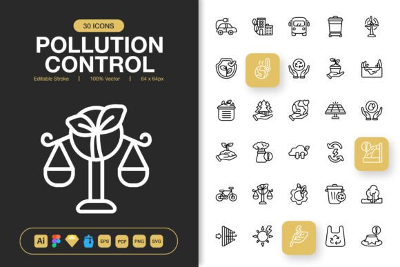 Pollution Control Icons: Graphics and Icons for Real Business Use