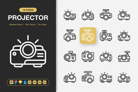 Projector Icons: Graphics for Modern Design