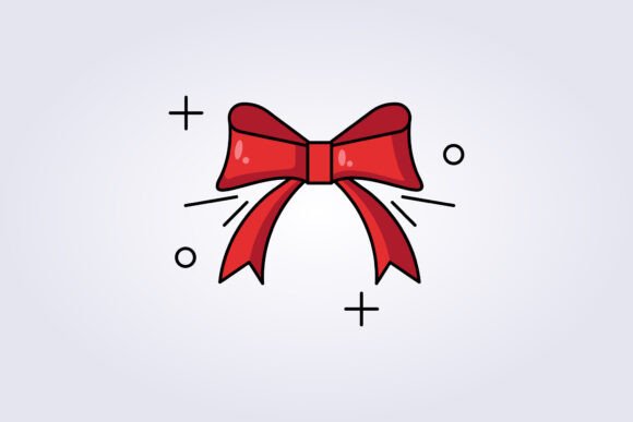 Red Ribbon Bow Icon Vector Illustration