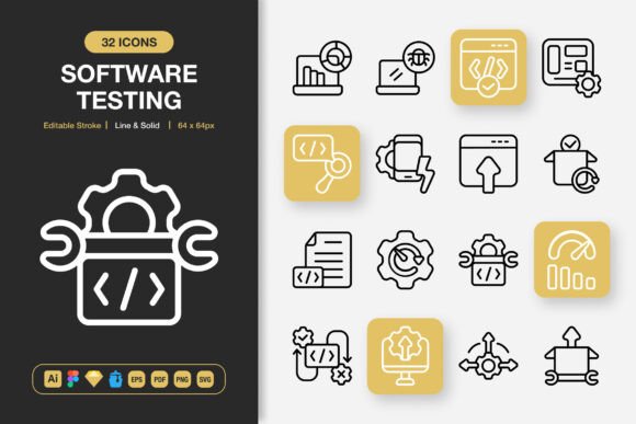 Software Testing Icons for Graphic Design