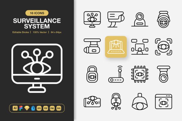 Surveillance System Icons: Graphics and Icons for Modern Design