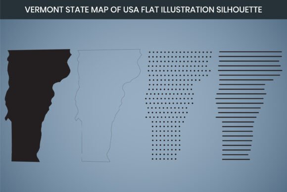 Vermont State Hand Drawn Outline Map USA