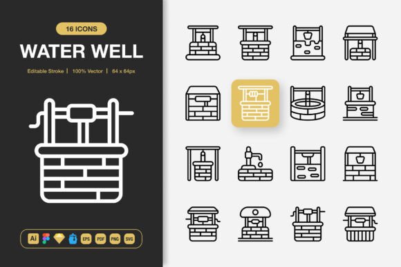 Water Well Icons: Graphics for Modern Design